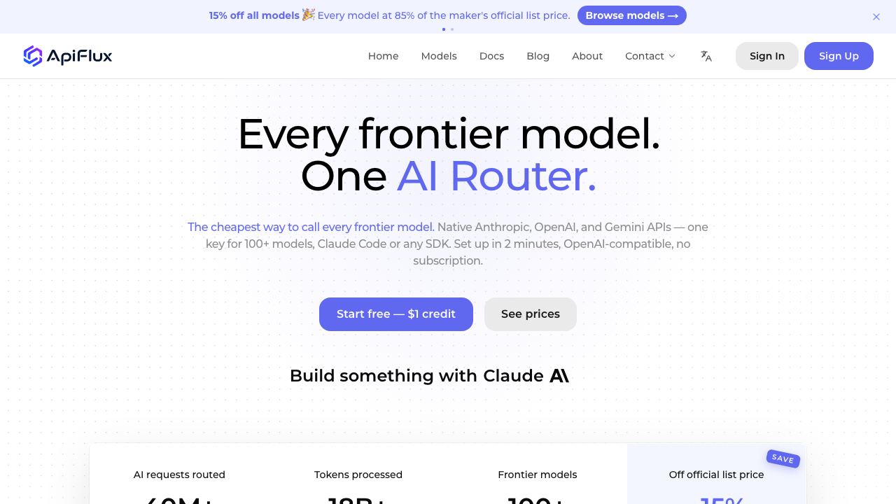 ApiFlux website screenshot