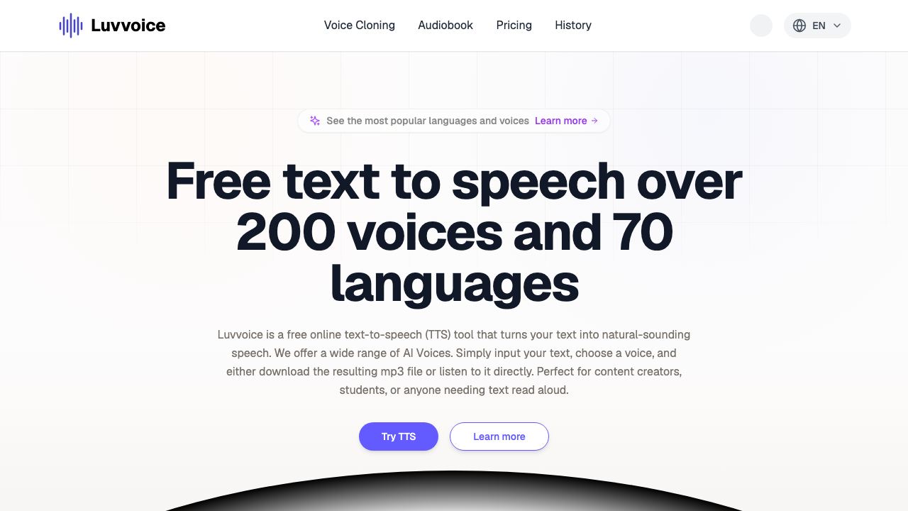 Luvvoice - Free Text to Speech 网站截图