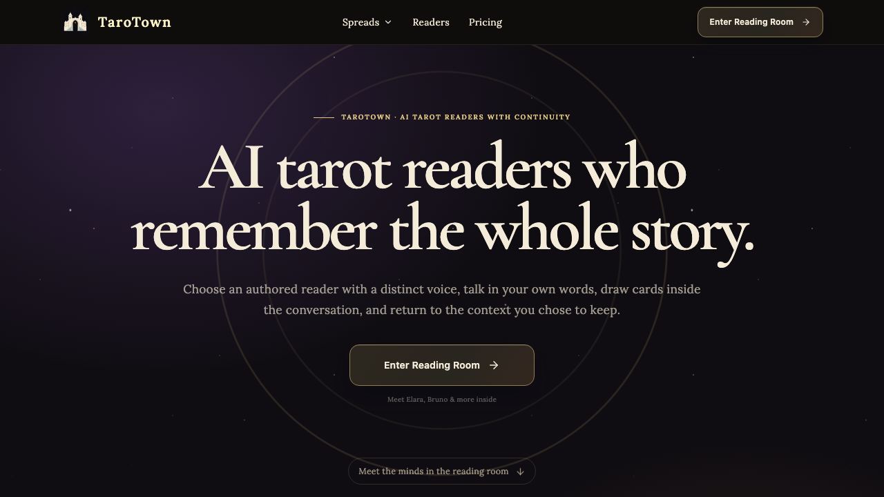 TaroTown - AI Tarot Reader 网站截图