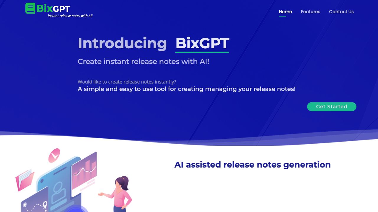 BixGPT ReleaseNotes 网站截图