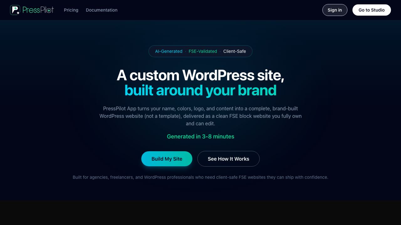 PressPilot 网站截图