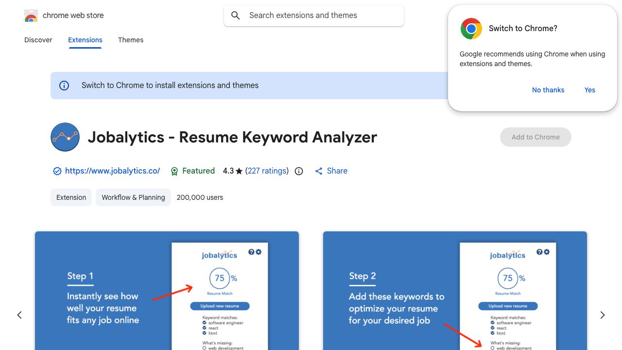 Jobalytics - Resume Keyword Analyzer 网站截图