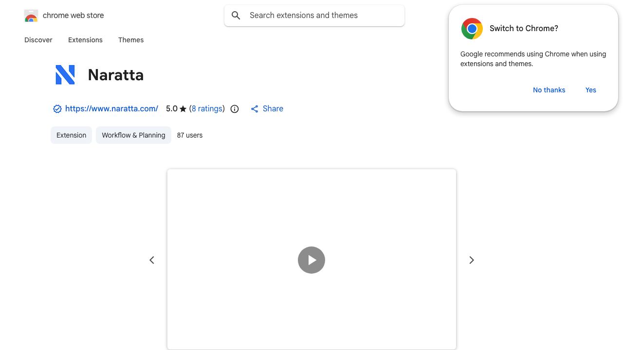 Naratta website screenshot