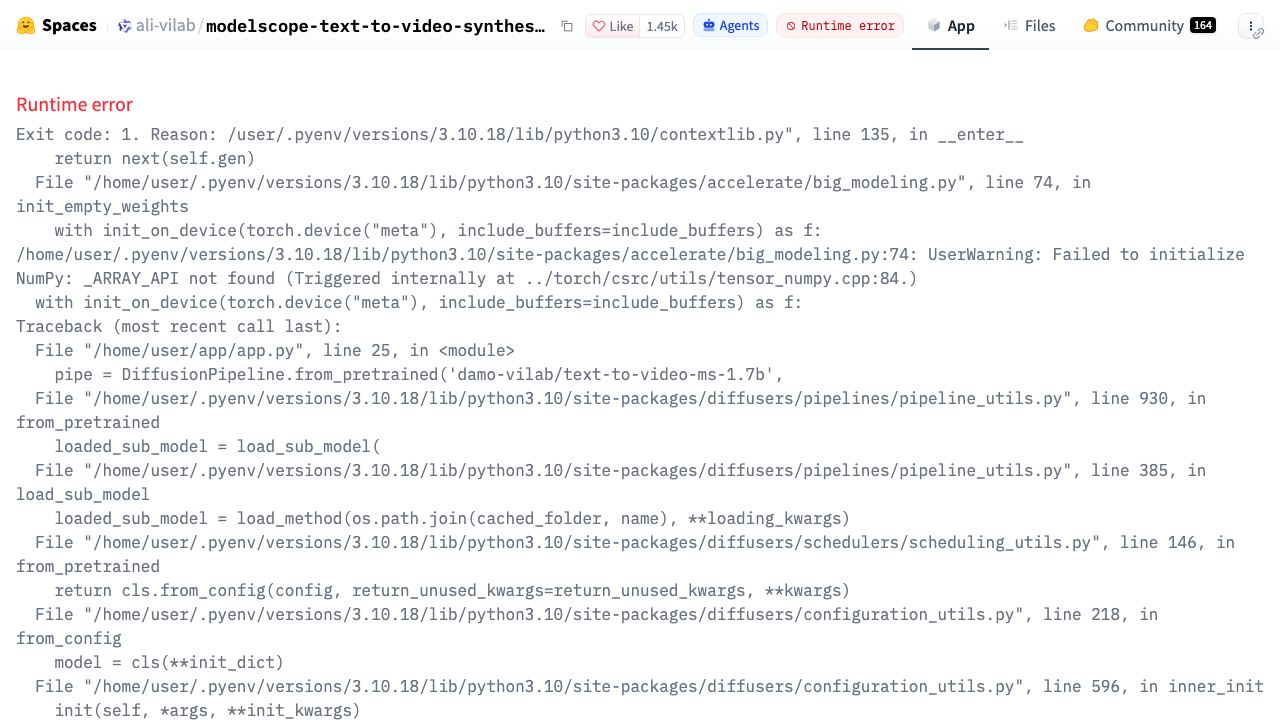 ModelScope Text-To-Video 网站截图