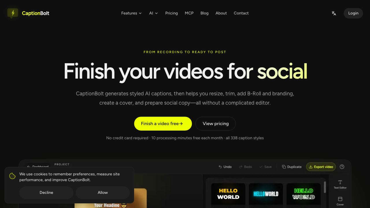 CaptionBolt 网站截图