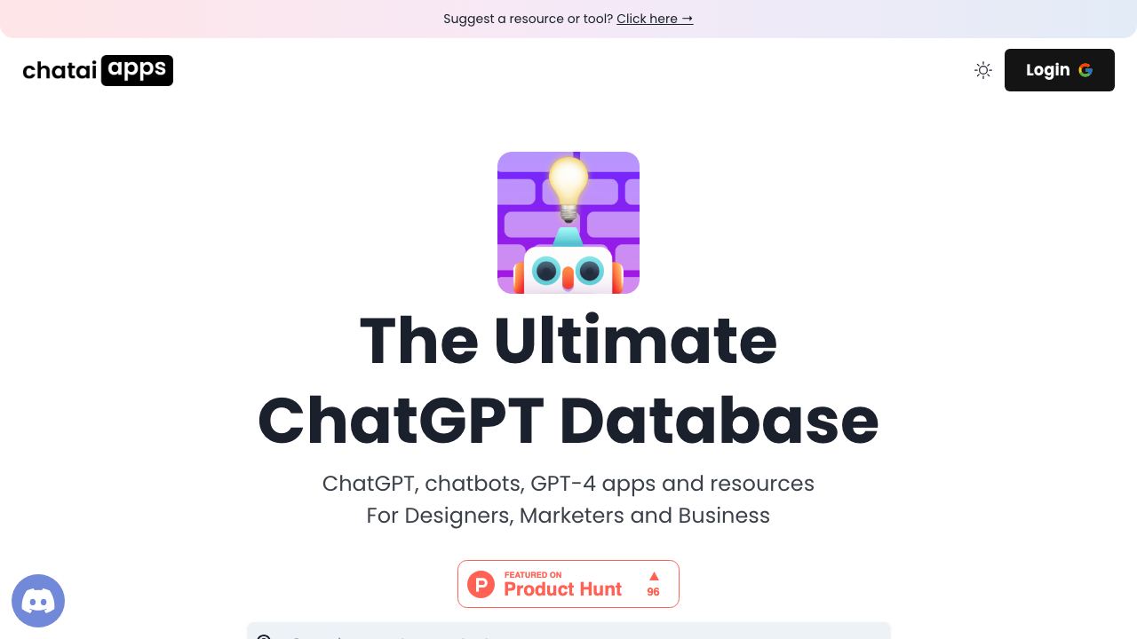 The Ultimate ChatGPT Tools Directory 网站截图