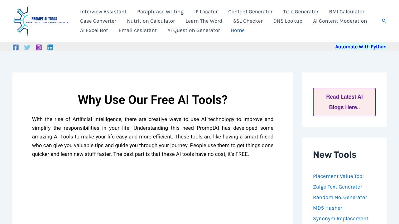 PromptAI Tools 网站截图