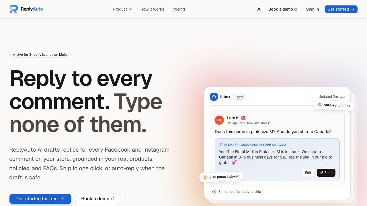 ReplyAuto.ai website screenshot