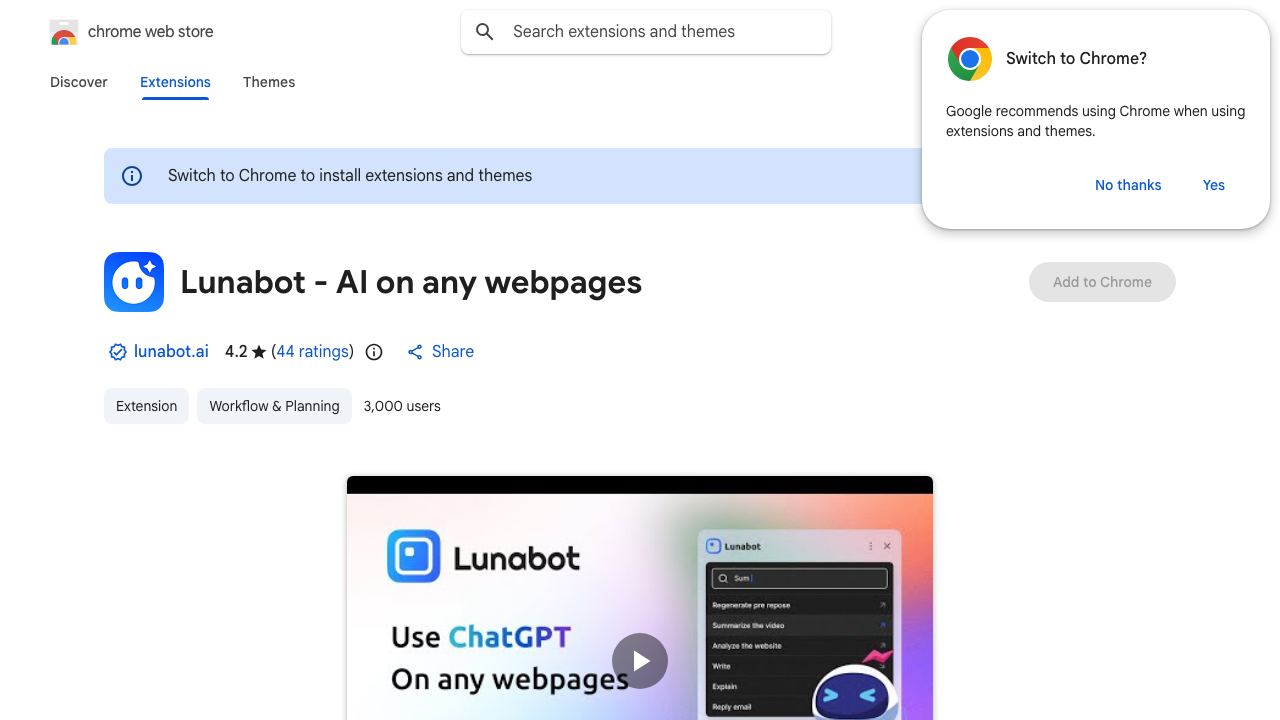 Lunabot - ChatGPT on any webpages 网站截图