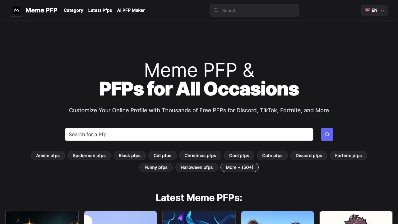 Meme PFP website screenshot