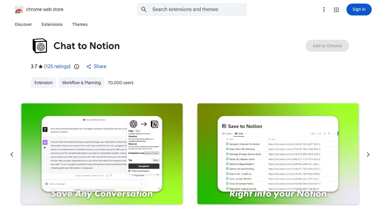 ChatGPT to Notion 网站截图