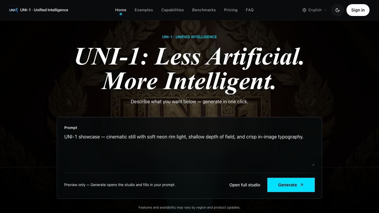 UNI-1 AI 网站截图