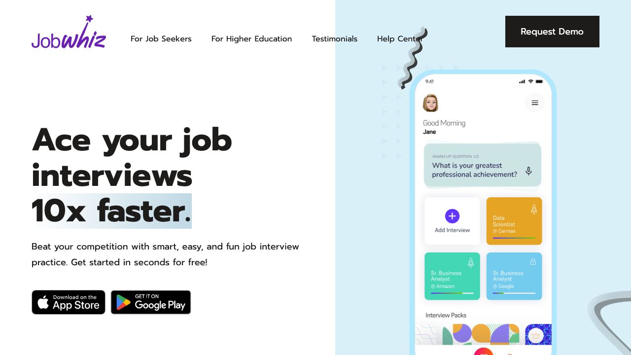Whiz: AI Job Interview Prep 网站截图
