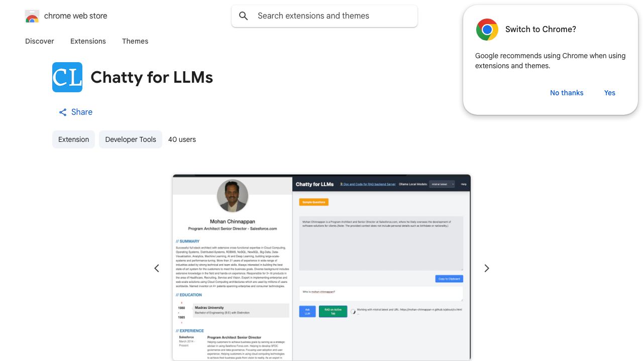 Chatty for LLMs 网站截图