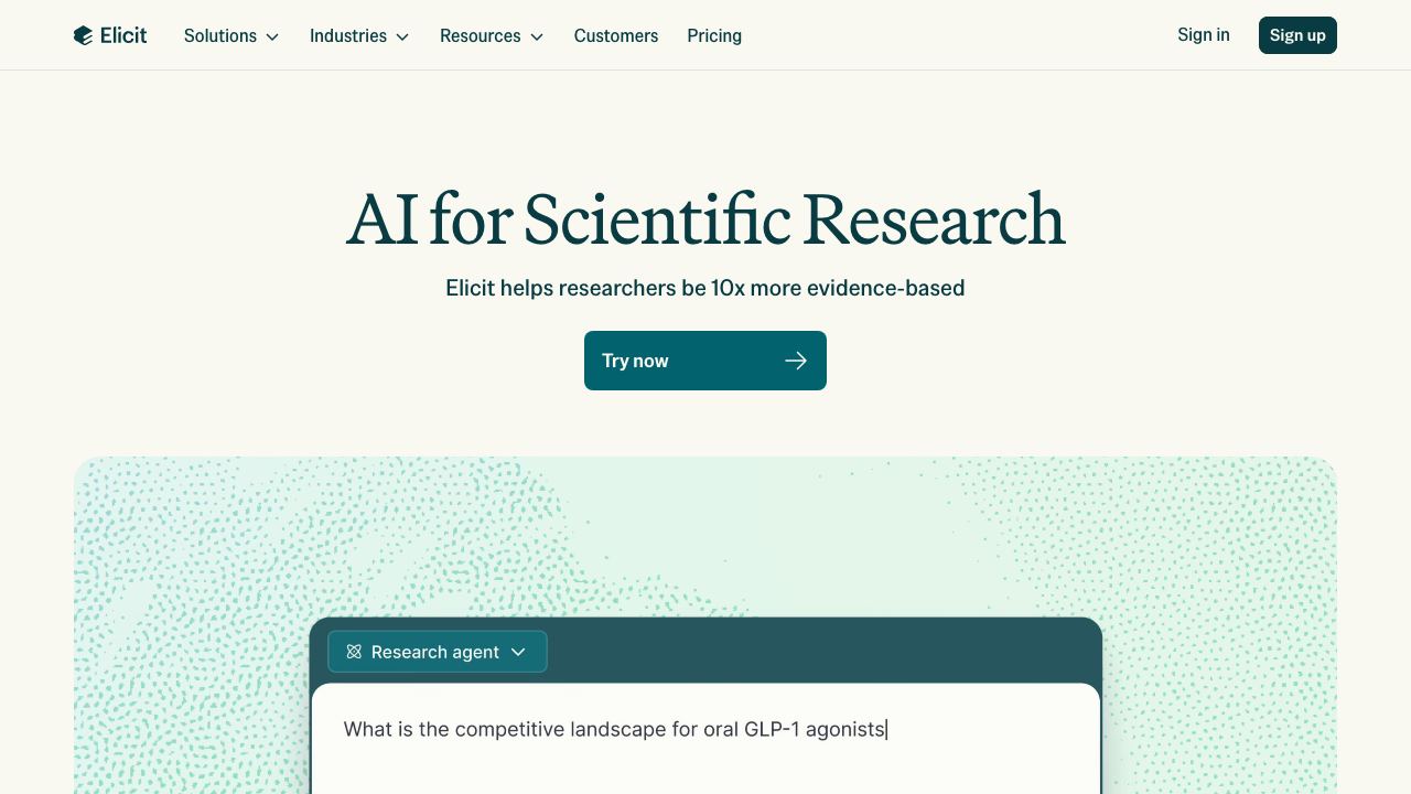 Elicit website screenshot