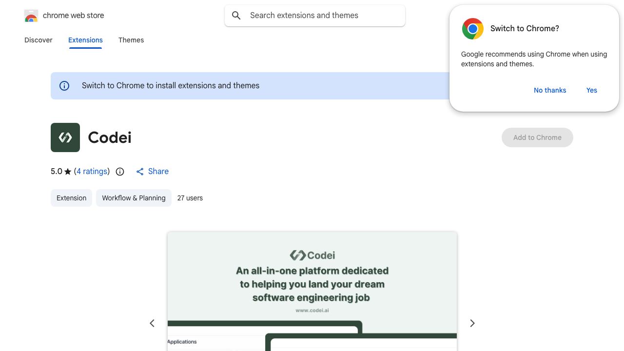 Codei website screenshot