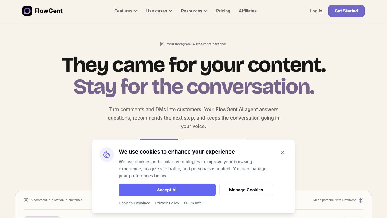FlowGent AI 网站截图