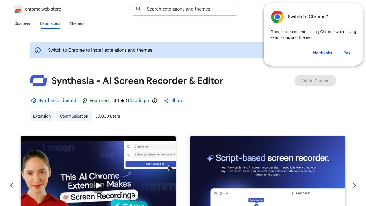 Synthesia - AI Screen Recorder 网站截图