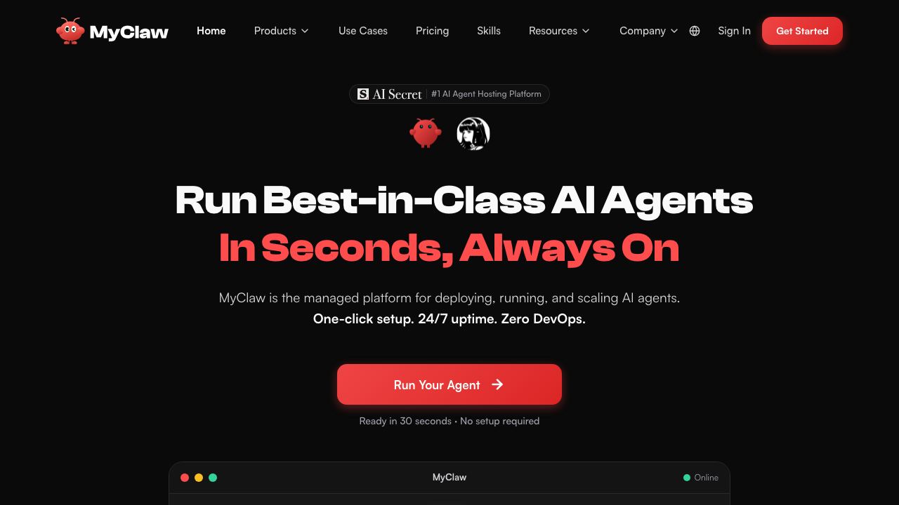 MyClaw website screenshot