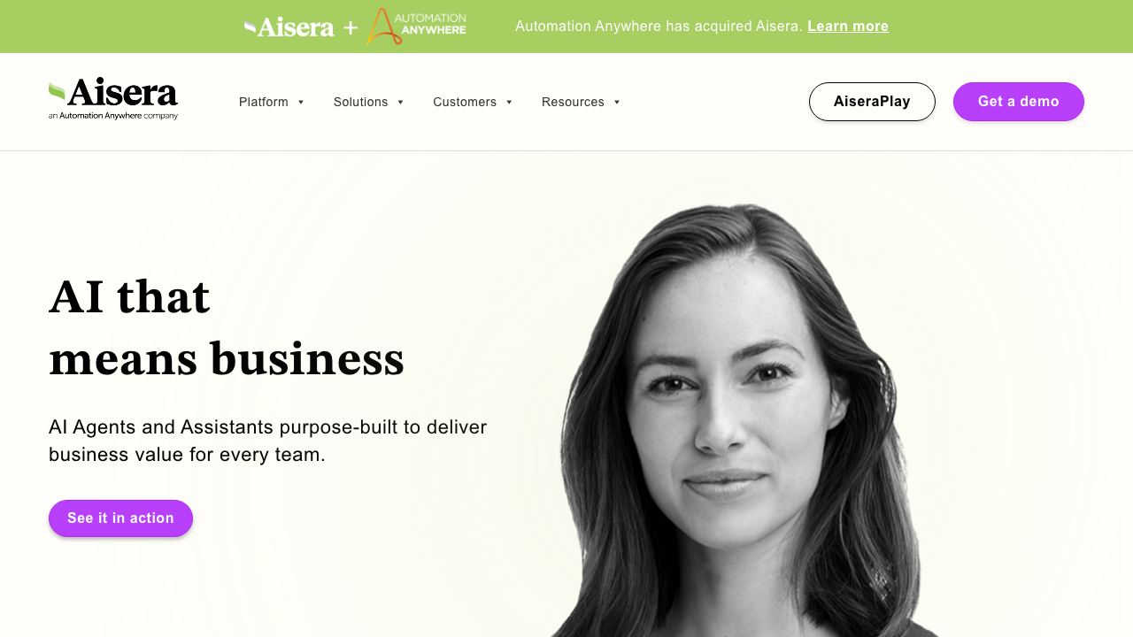 Aisera 网站截图