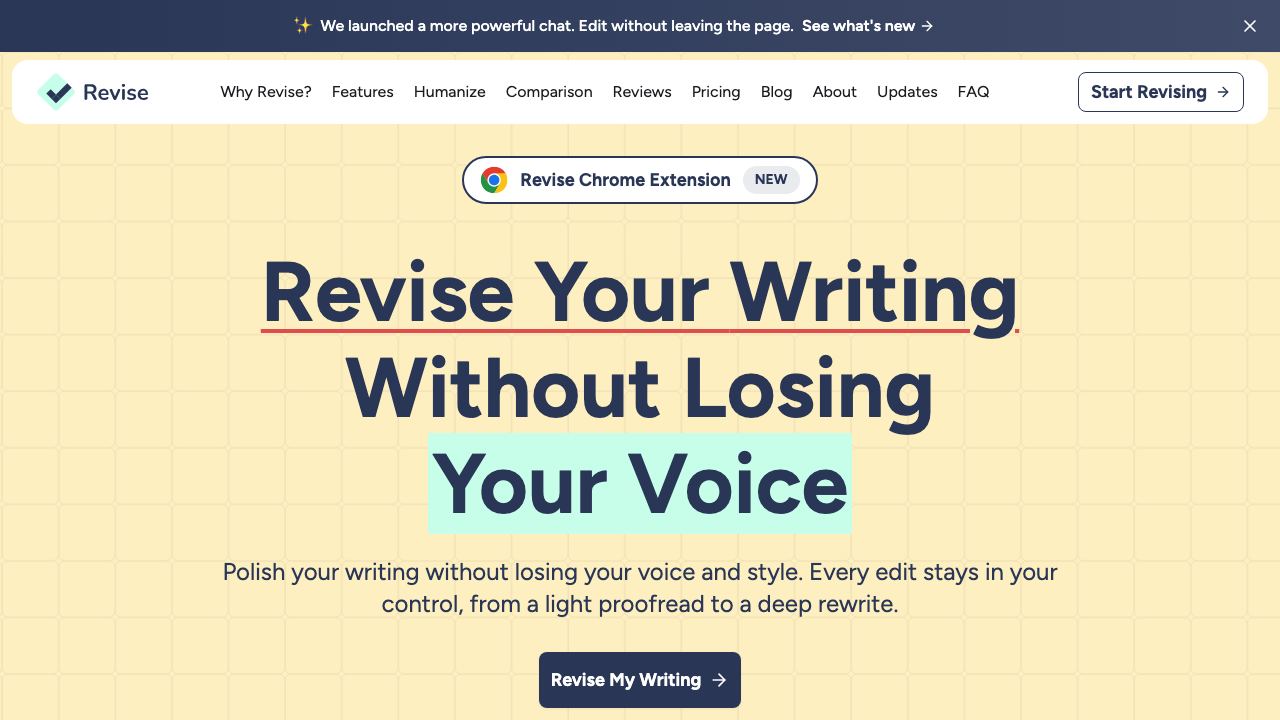 Revise website screenshot