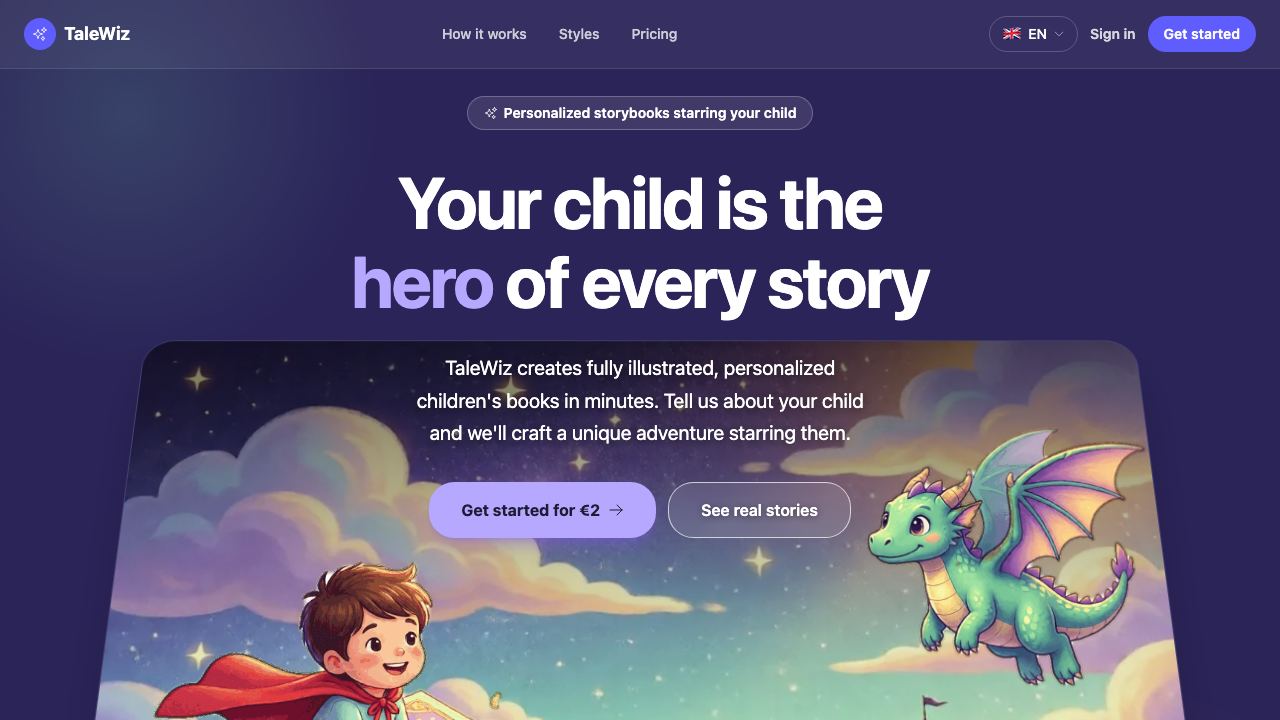 TaleWiz - AI powered storytelling website screenshot
