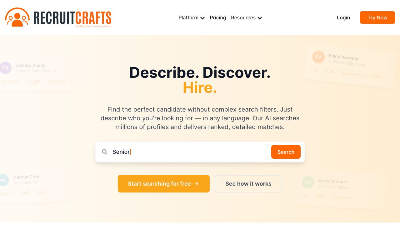 Recruitcrafts website screenshot