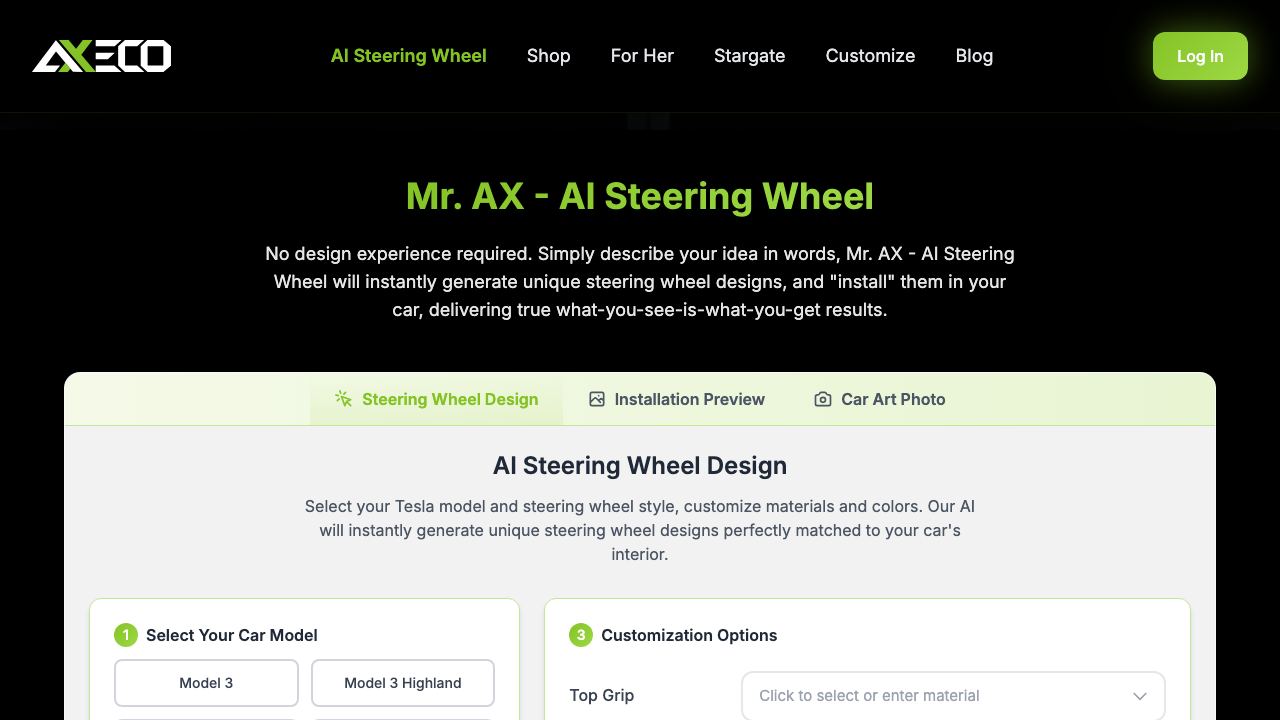 Mr. AX - AI Steering Wheel 网站截图