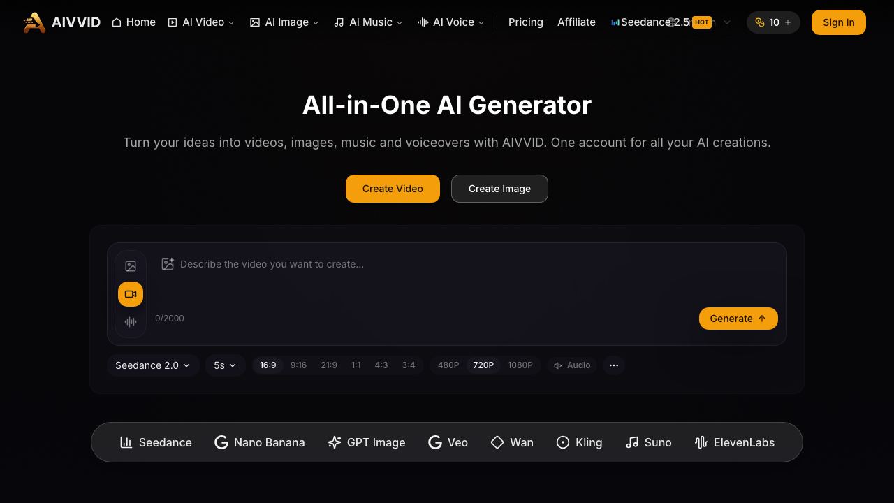 Aivvid AI 网站截图