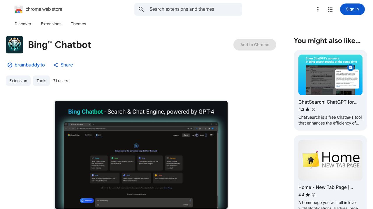Bing Chatbot website screenshot