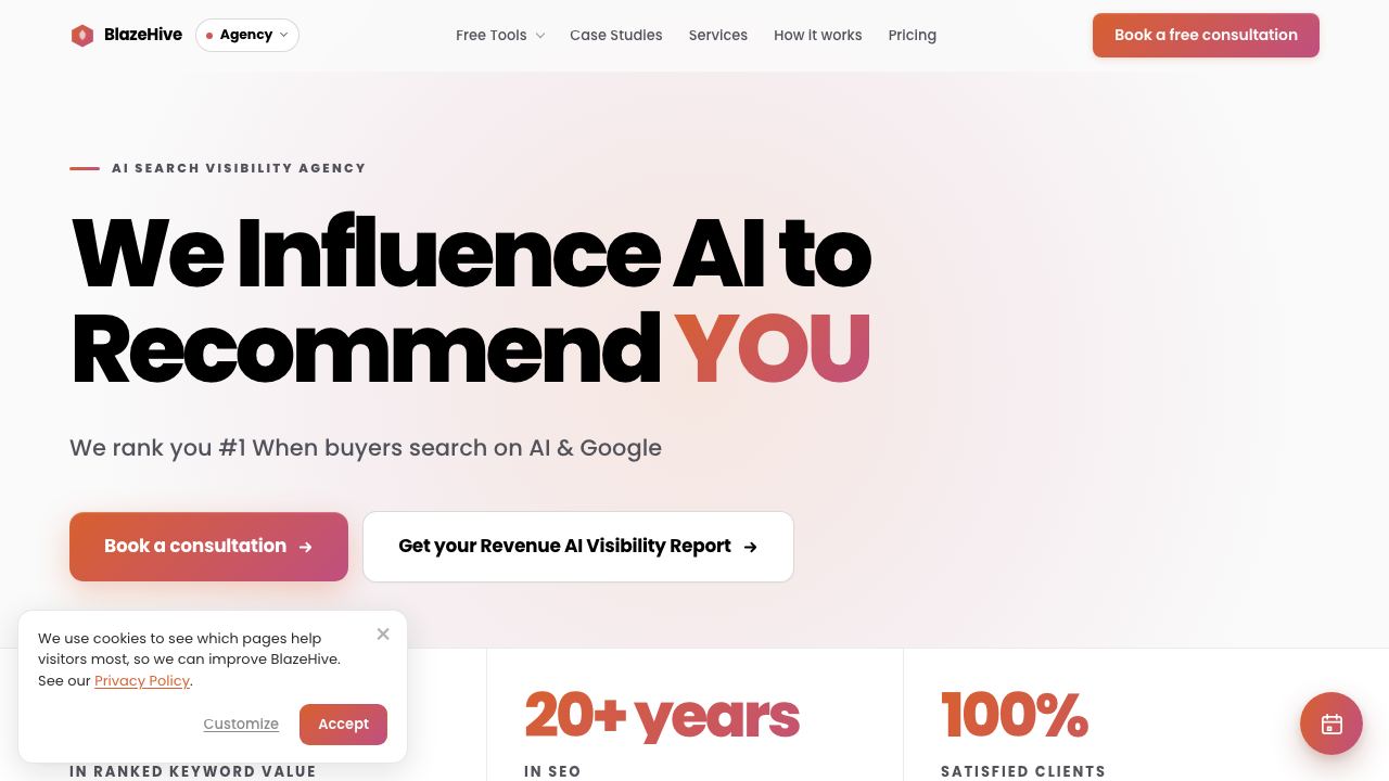 BlazeHive: #1 AI SEO Agent on Autopilot website screenshot