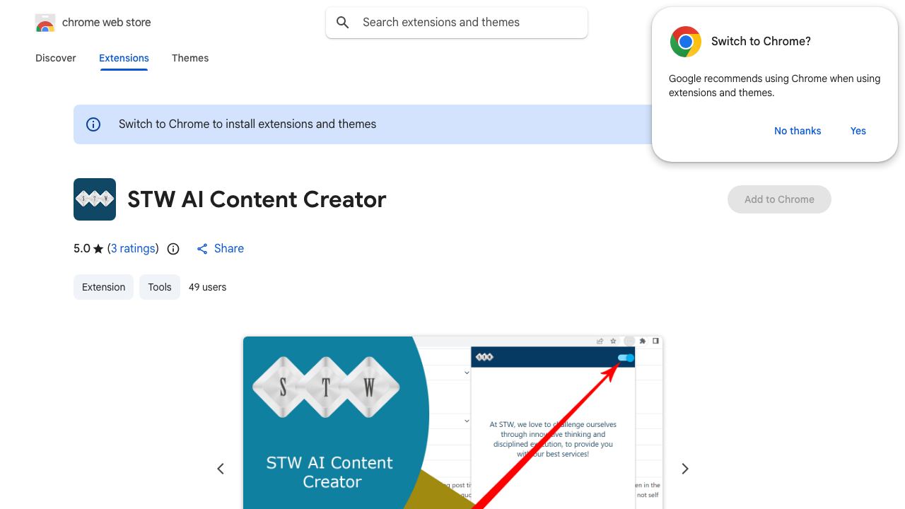 STW AI Content Creator 网站截图