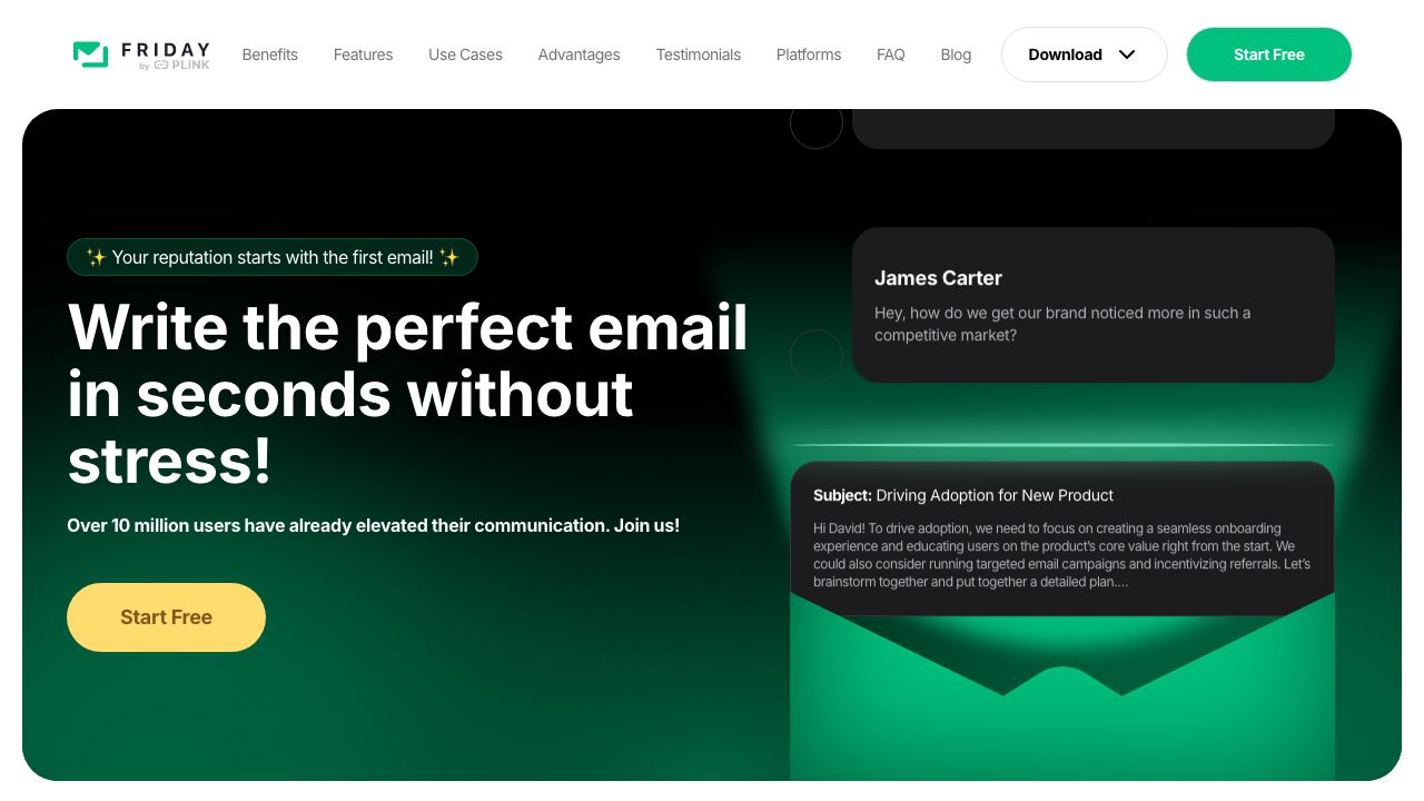 Friday: AI E-mail Writer 网站截图