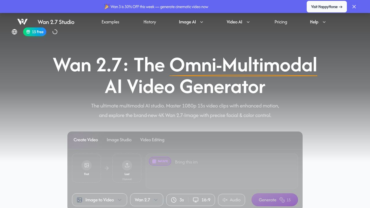 Wan 2.7 AI 网站截图