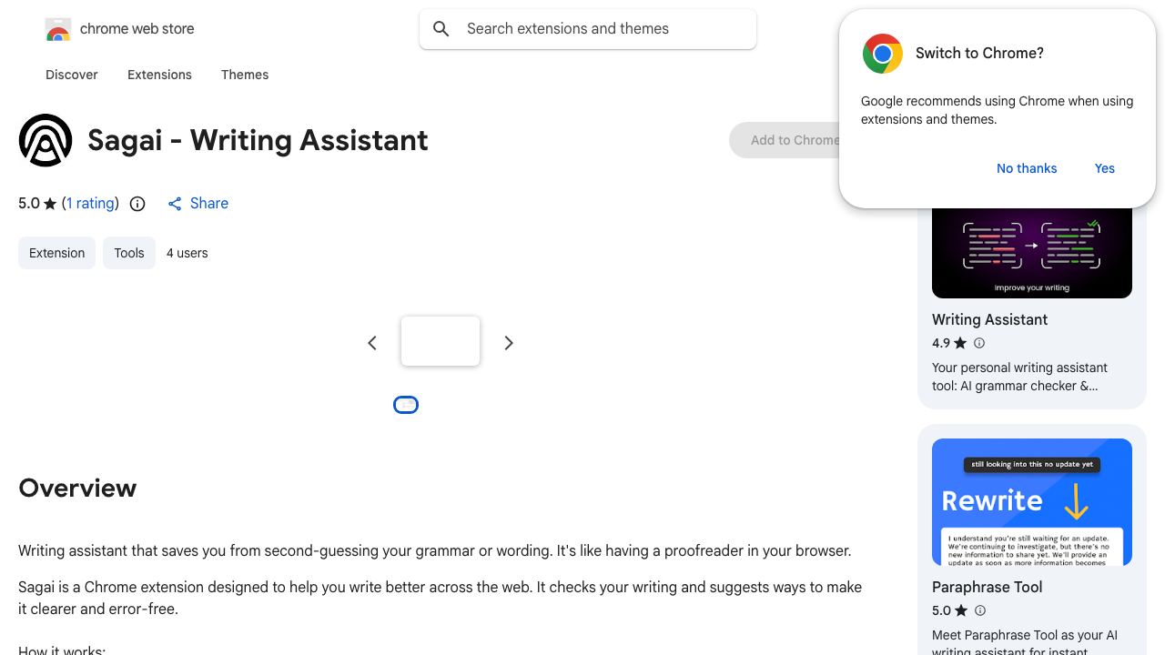 Sagai - Writing Assistant 网站截图