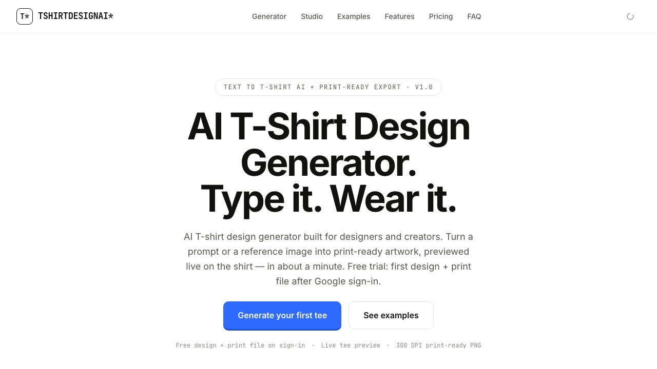 T-Shirt Design AI 网站截图