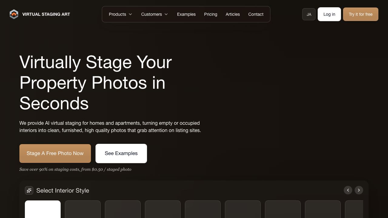 Virtual Staging AI 网站截图