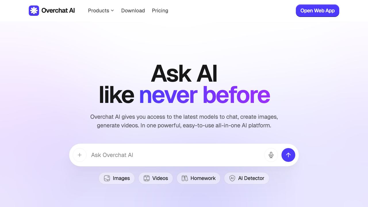 Overchat AI 网站截图
