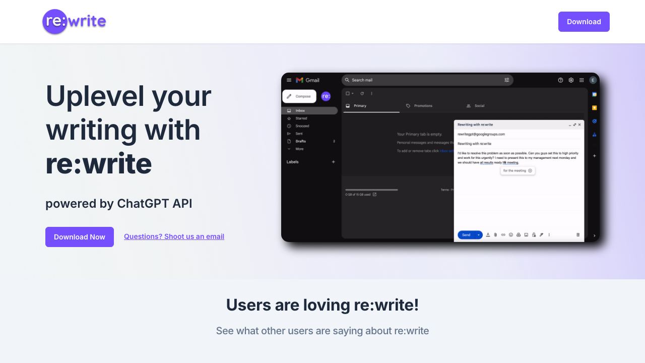 re:write website screenshot