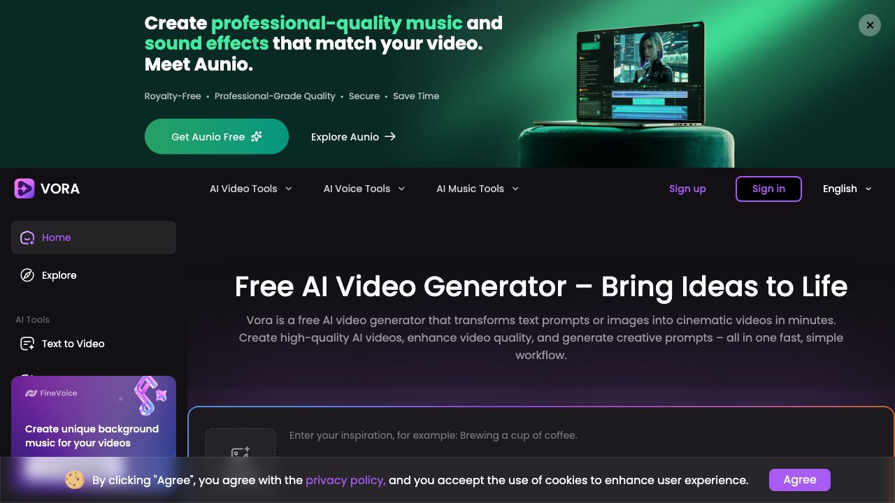 Vora website screenshot