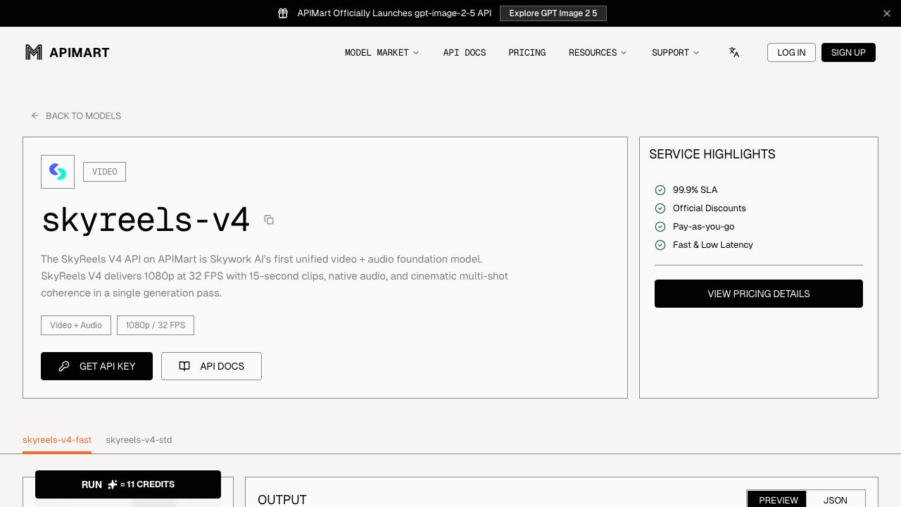 Skyreels-v4 api website screenshot