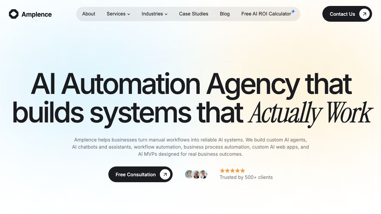 Amplence website screenshot
