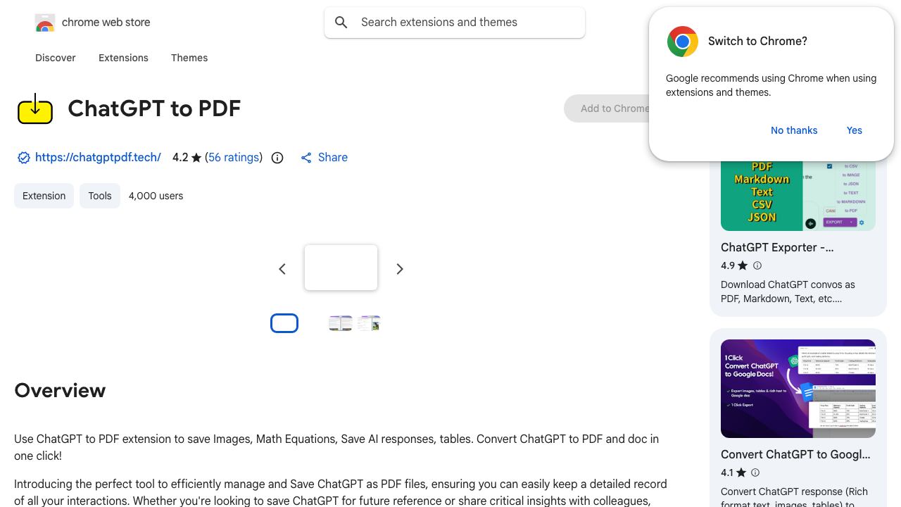 ChatGPT PDF Saver website screenshot