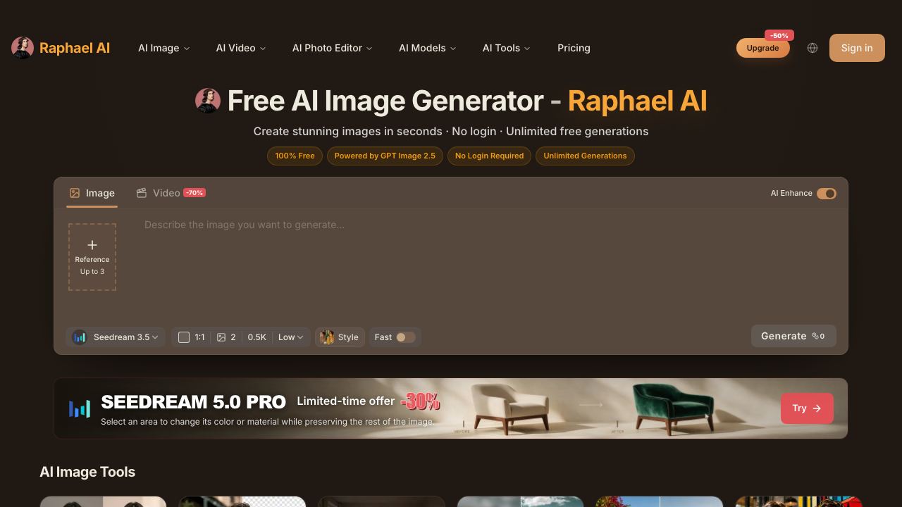 Raphael AI website screenshot