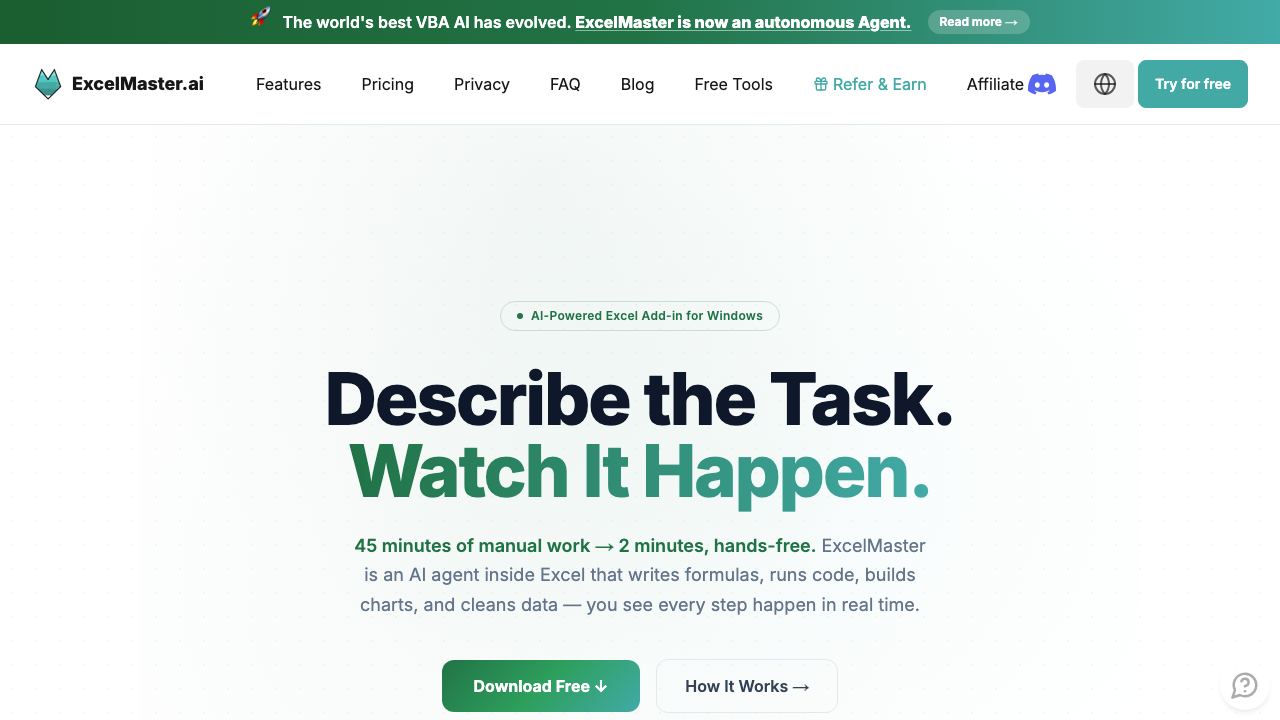 ExcelMaster.ai 网站截图