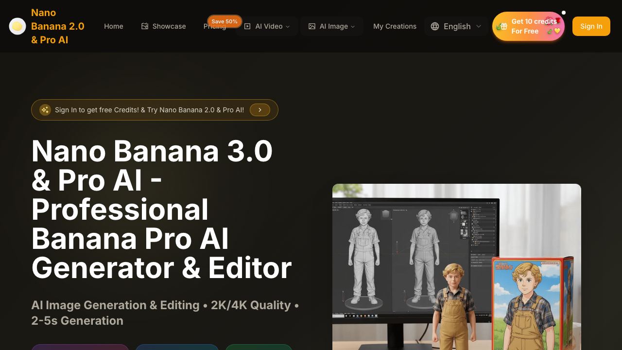 Nano Banana Pro & 2.0 AI | Google's Image Editor by Gemini 3 Pro 网站截图