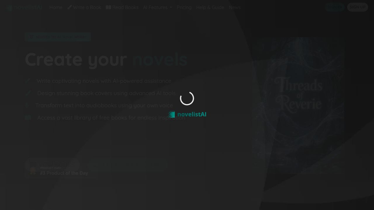 novelistAI 网站截图