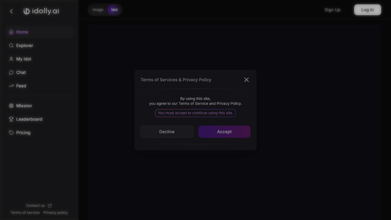 Idolly AI 网站截图