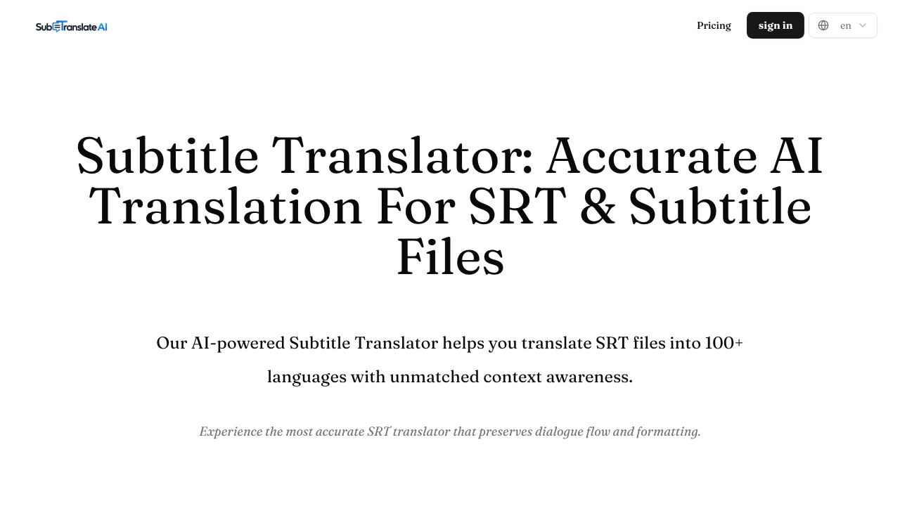 Sub Translate Ai 网站截图