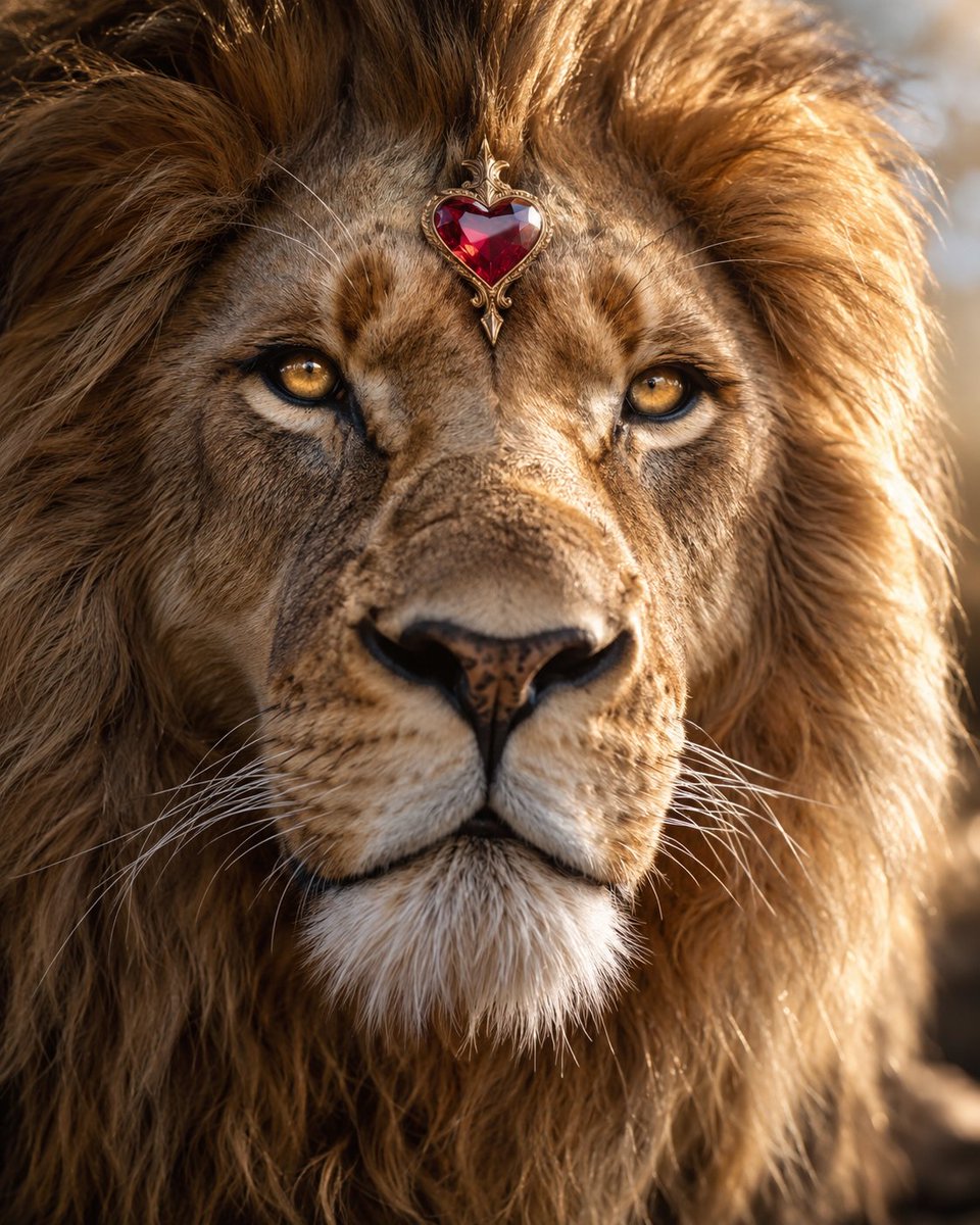 Lion with Ruby Heart Forehead Jewel